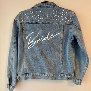 “BRIDE” Jean Jacket with Pearl accents size S (2-4)